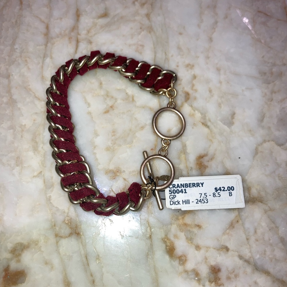 Premier Designs Mens Silver-Tone Chain Link & Suede Bracelet